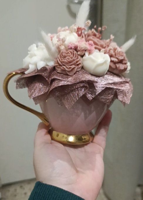 Bouquet tasse rose 